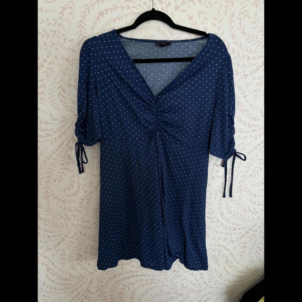 Chic Navy Polka Dot Dress by Topshop
